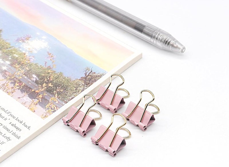 YCVIORING Mini Binder Clips, 100 Pack, Light Pink, 15mm (5/8 inch), Office, Home, School, Crafts, Tempered Steel, Modern Style - Image 3